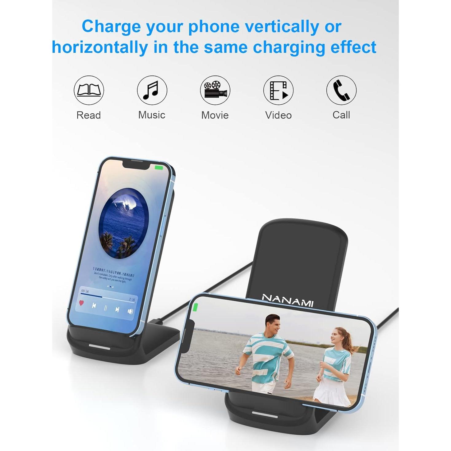 Cargador Inalámbrico Rápido NANAMI A800 15W Soporte Qi