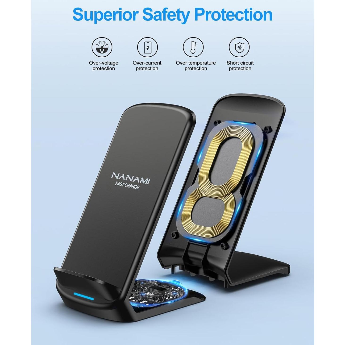 Cargador Inalámbrico Rápido NANAMI A800 15W Soporte Qi