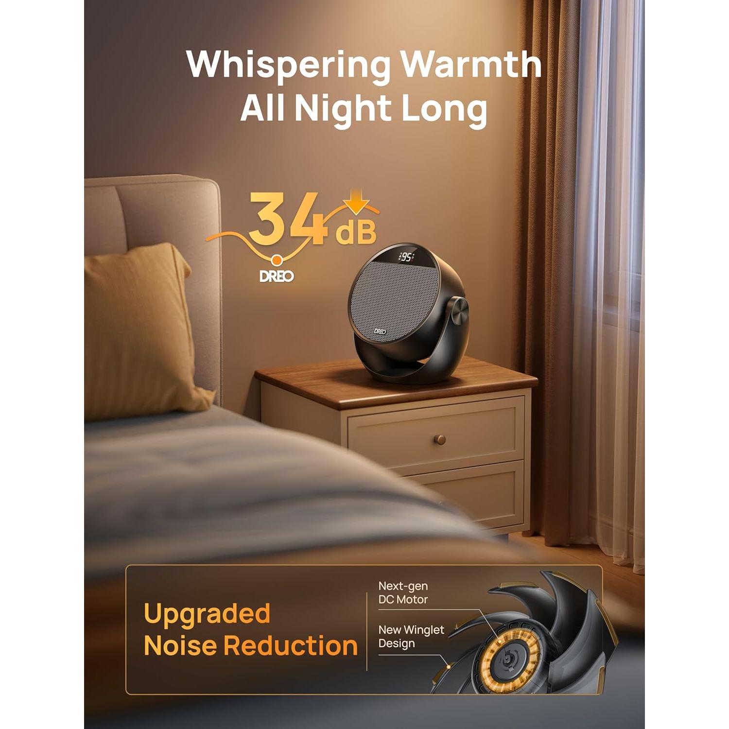 Calentador Eléctrico Dreo 1500W Portátil Negro con Control Remoto