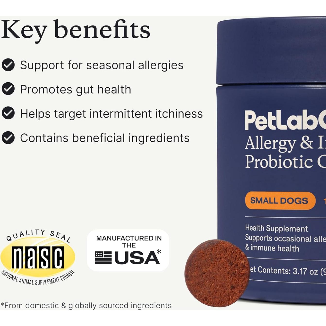 Masticables Probioticos PetLab Co. para Alergias Perros Pequeños - 30 Unidades