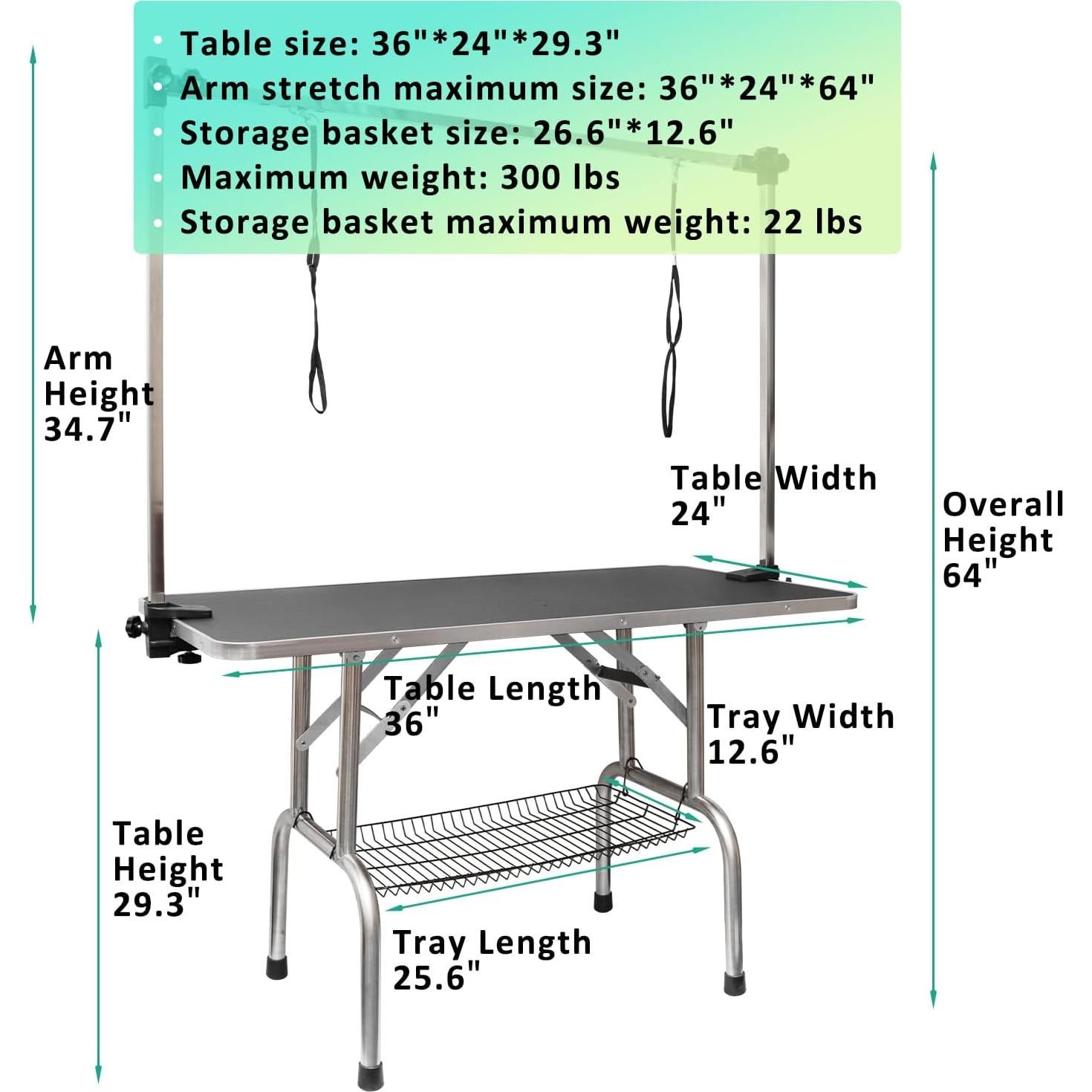 Mesa de Aseo para Perros LOVMOR 91.4x61cm Ajustable Plegable