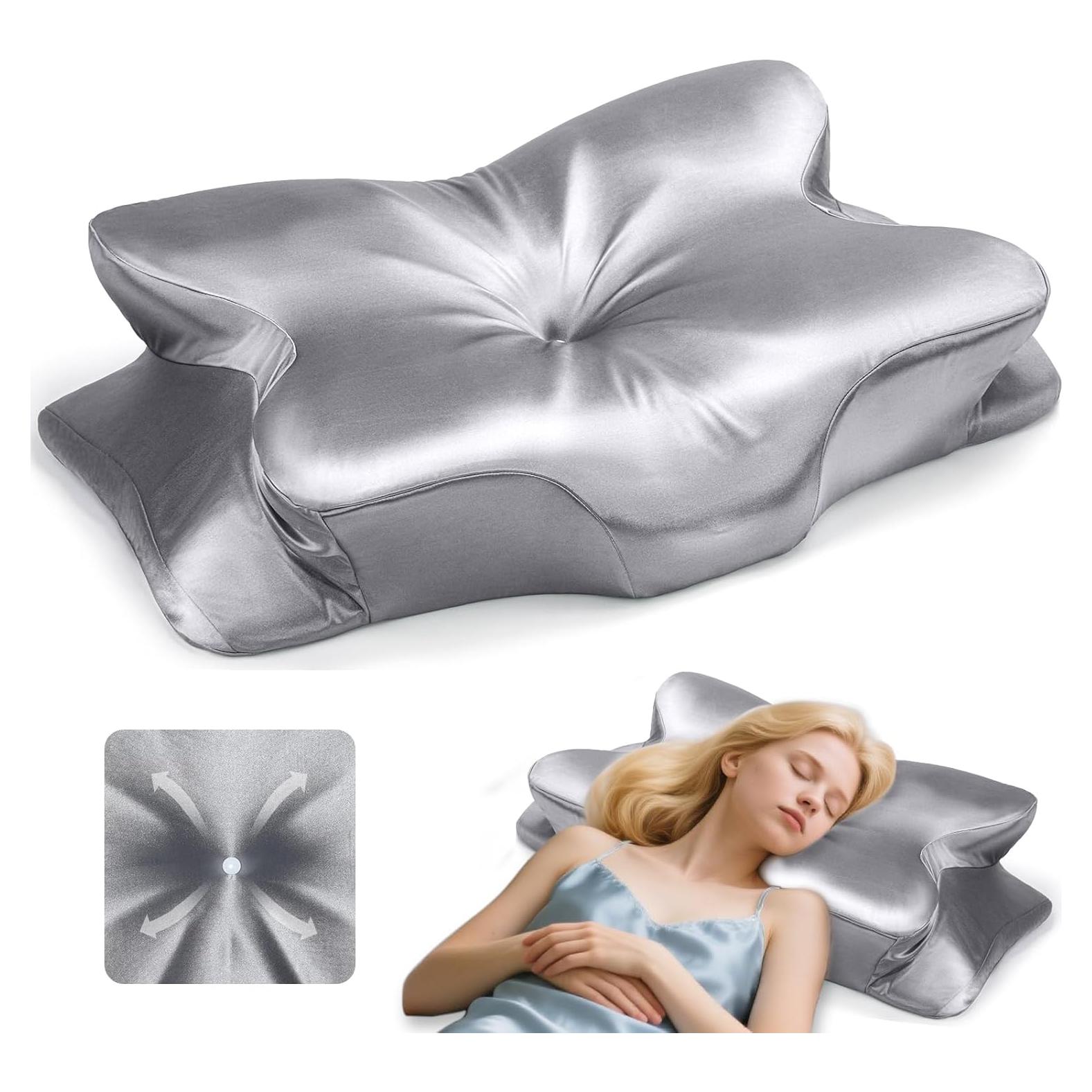 Almohada Cervical Ergonómica CCidea Mariposa Gris Plateado