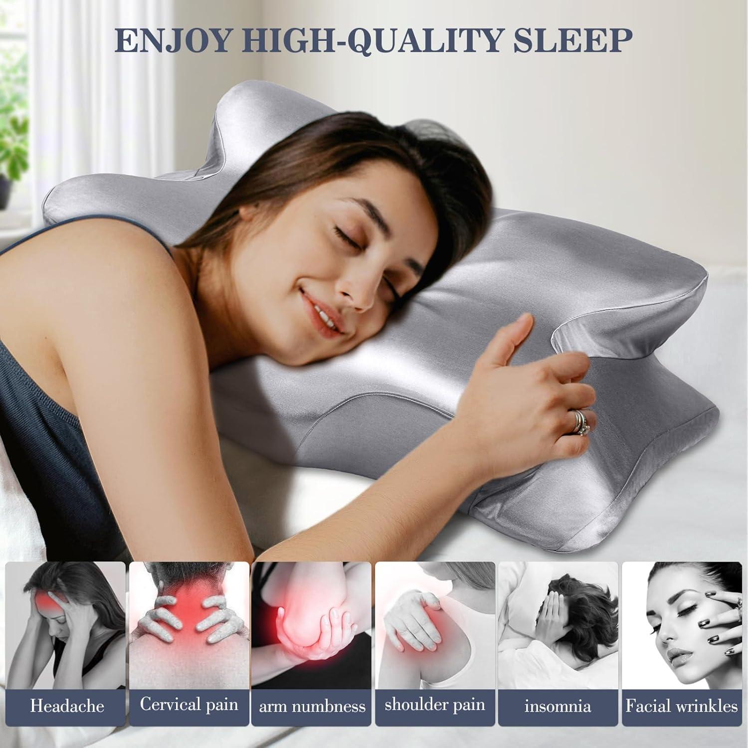 Almohada Cervical Ergonómica CCidea Mariposa Gris Plateado