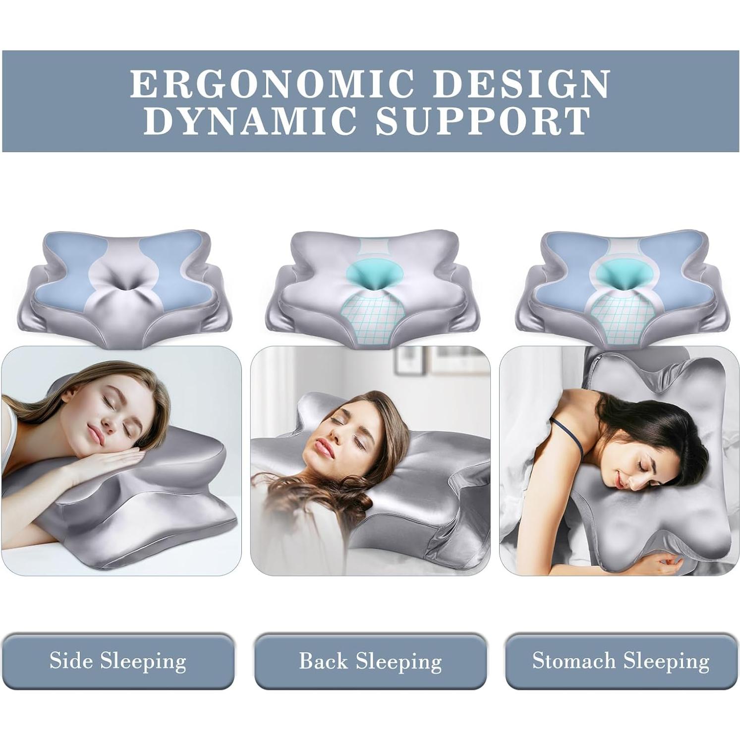 Almohada Cervical Ergonómica CCidea Mariposa Gris Plateado