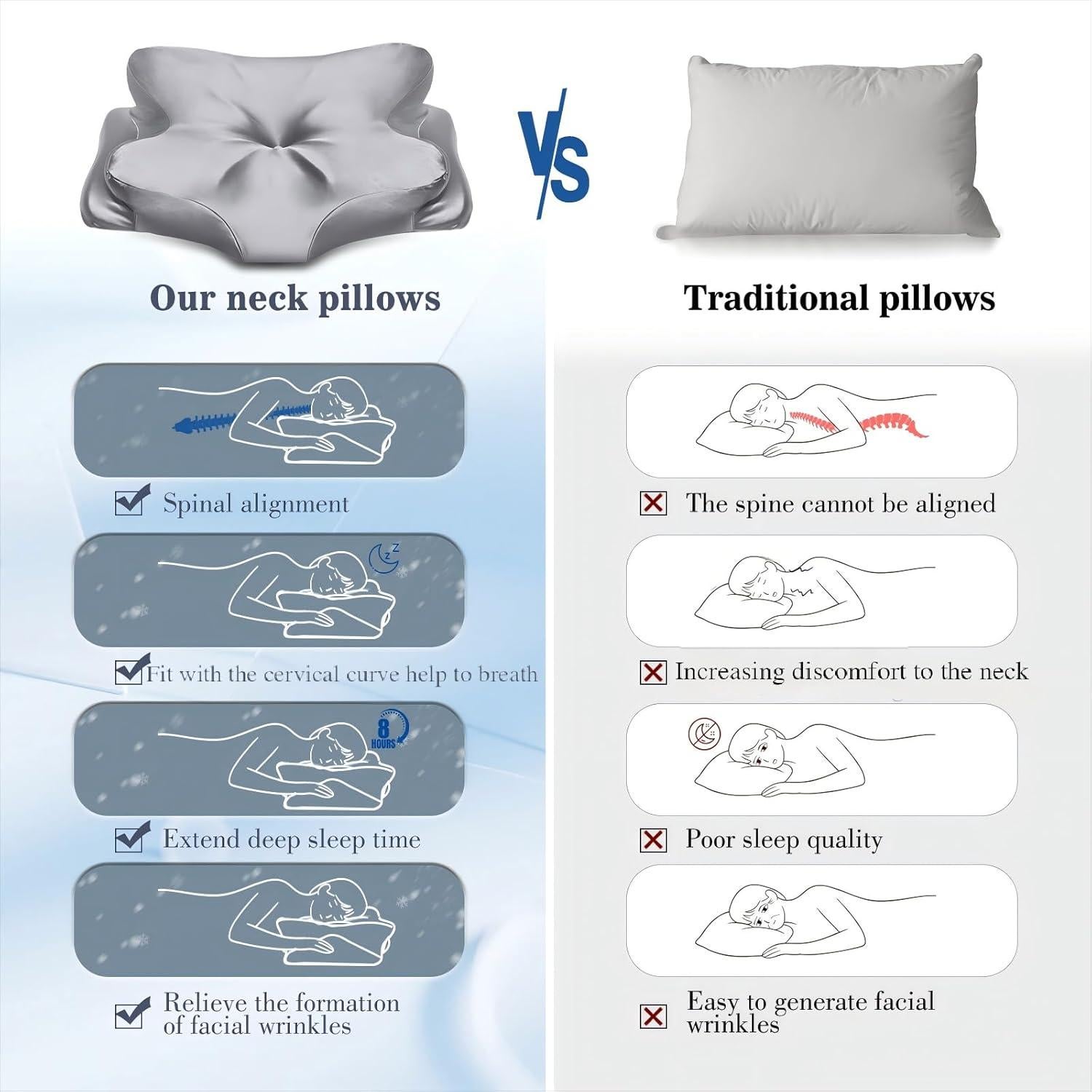 Almohada Cervical Ergonómica CCidea Mariposa Gris Plateado