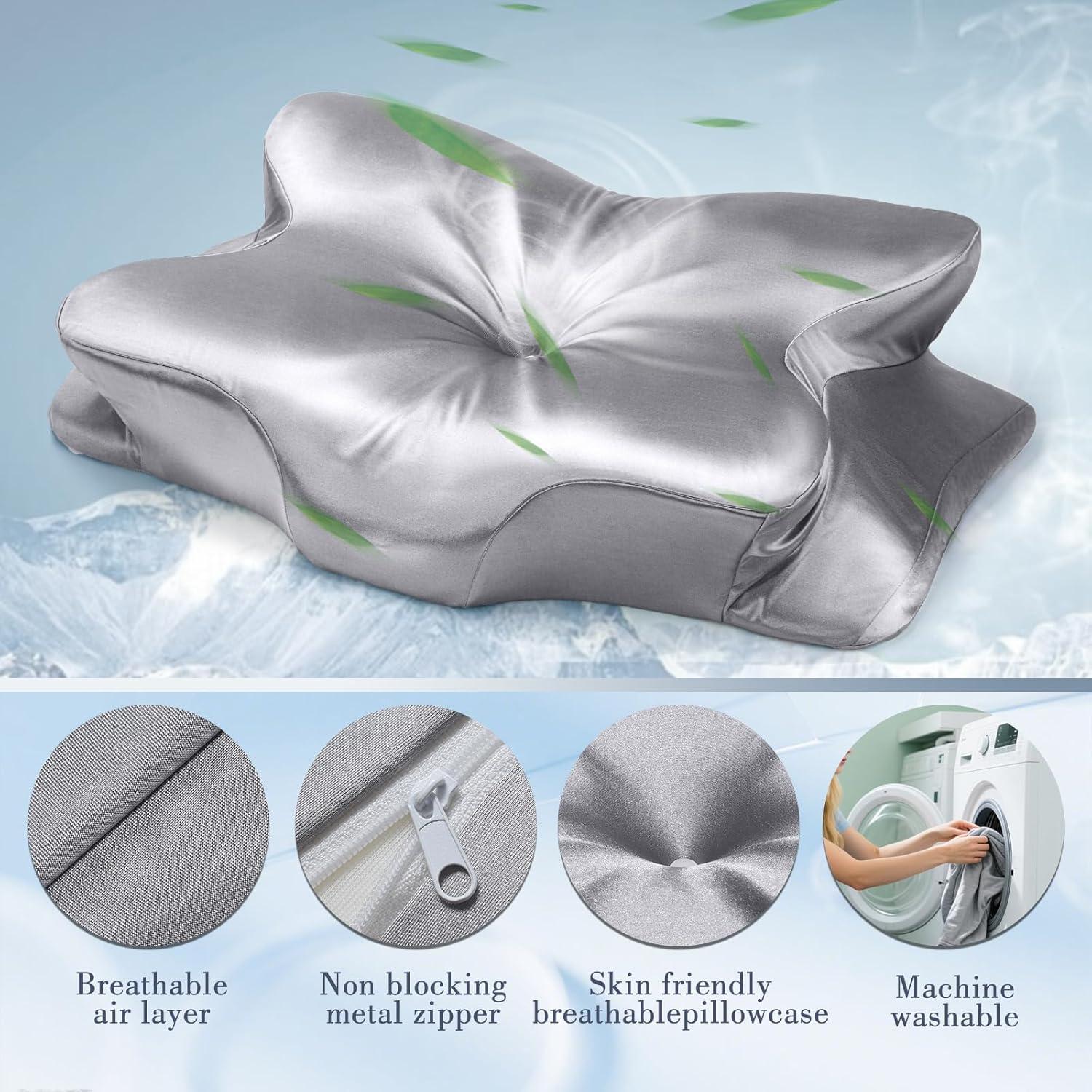 Almohada Cervical Ergonómica CCidea Mariposa Gris Plateado