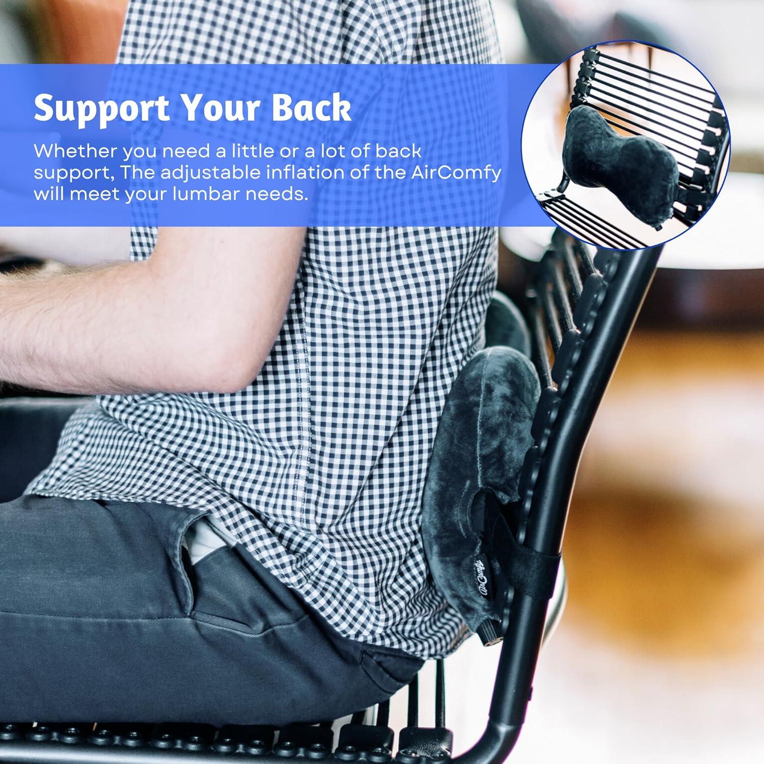 Almohada de Soporte Lumbar AirComfy Ajustable para Viajes