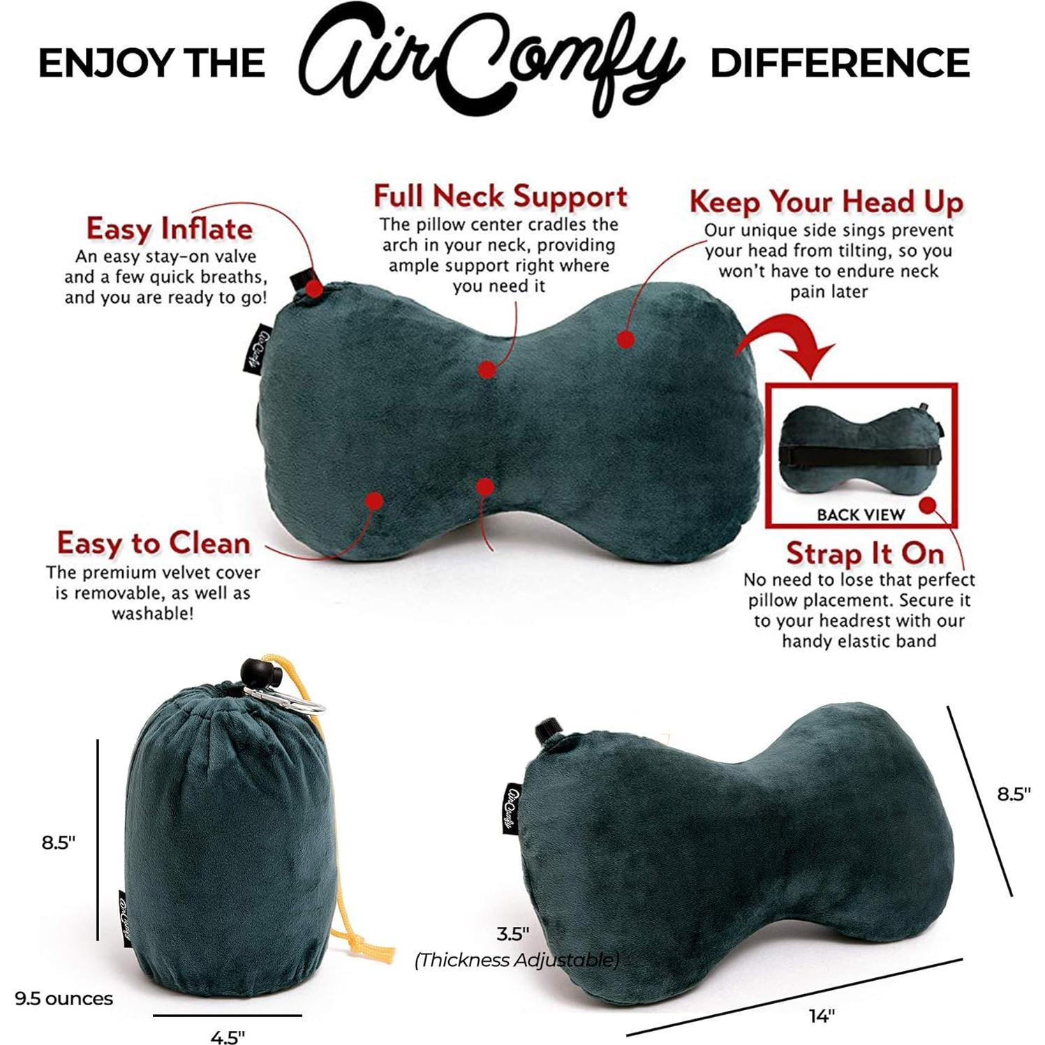 Almohada de Soporte Lumbar AirComfy Ajustable para Viajes