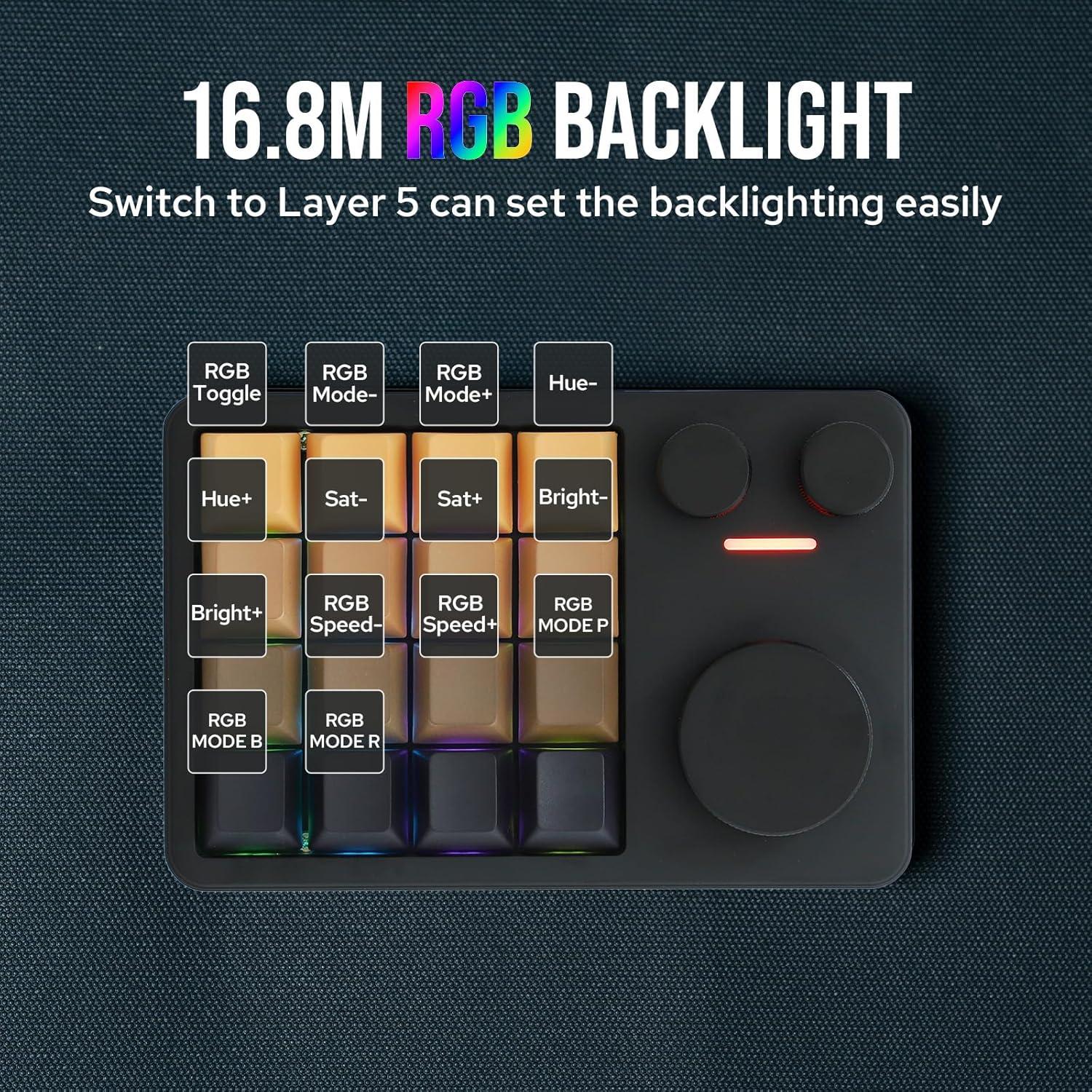 Teclado Numérico KiiBOOM Cybrix 16 - Aluminio, RGB, 16 Teclas