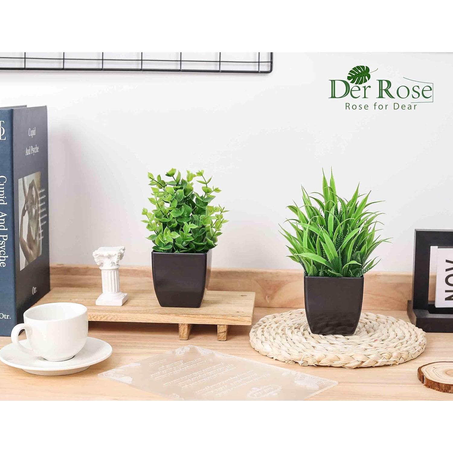 Plantas Artificiales Pequeñas Der Rose 2 Piezas en Macetas Negras