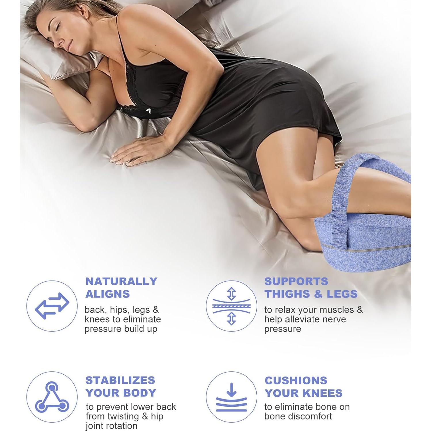 Almohada de Rodilla Viscoelástica RWSEFK Azul para Dormir de Lado