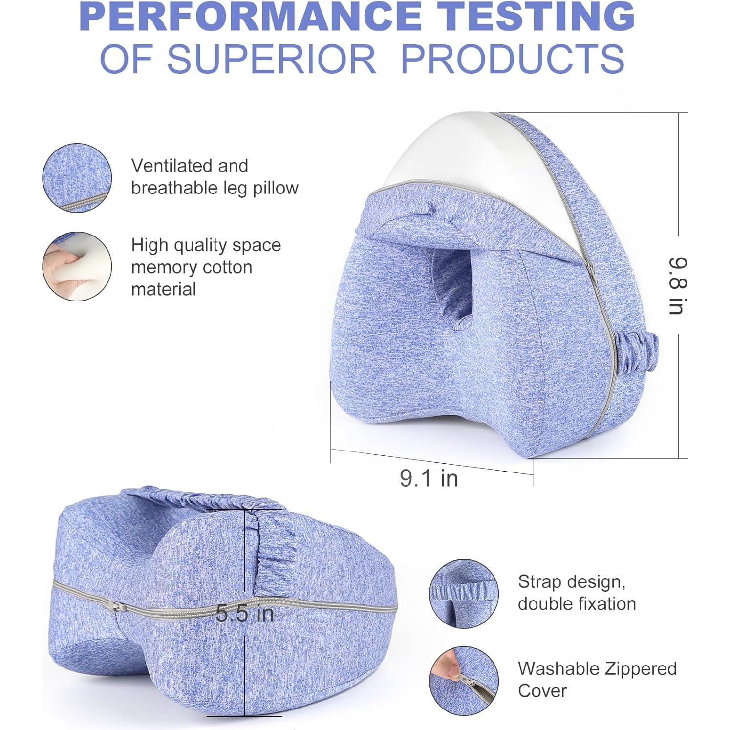 Almohada de Rodilla Viscoelástica RWSEFK Azul para Dormir de Lado