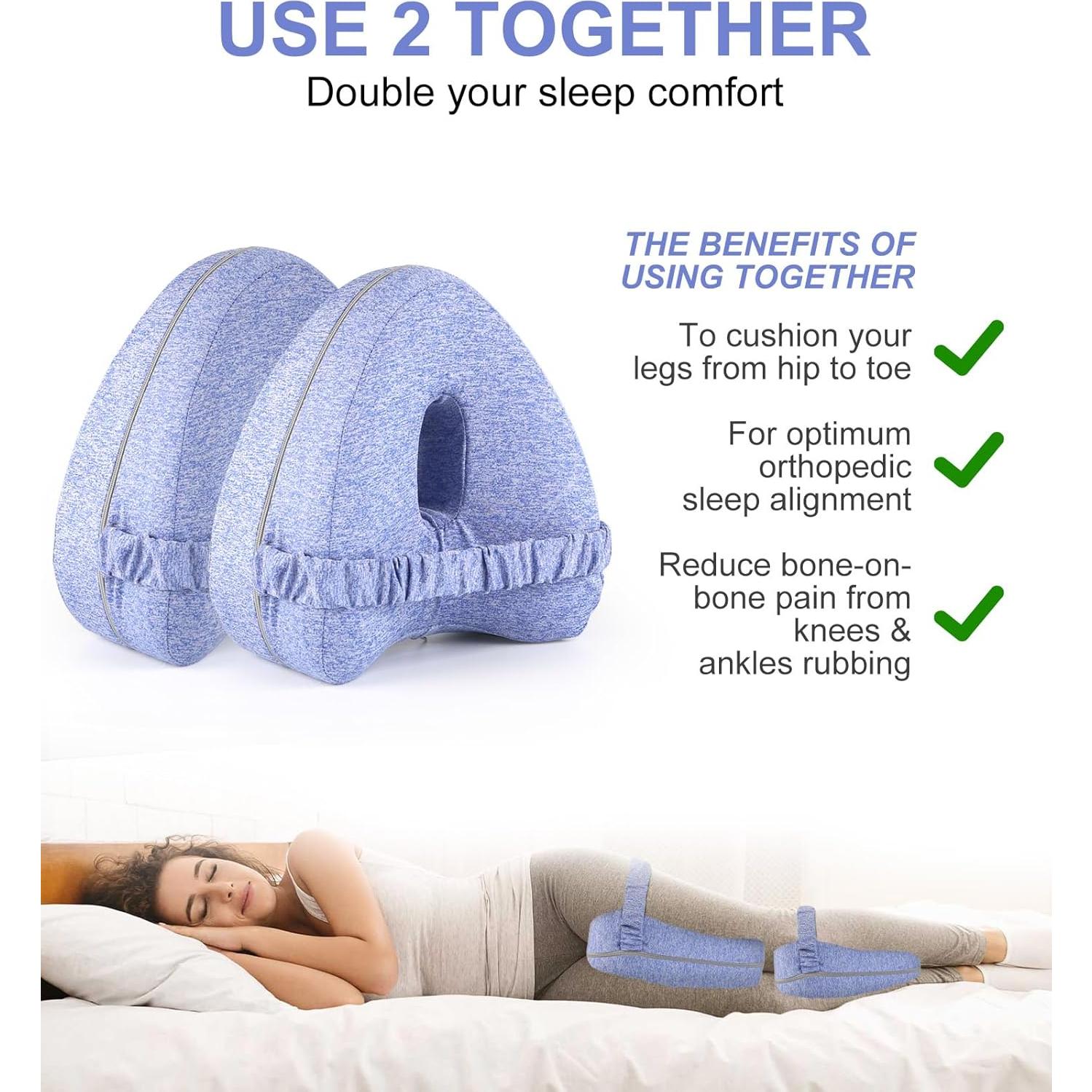 Almohada de Rodilla Viscoelástica RWSEFK Azul para Dormir de Lado