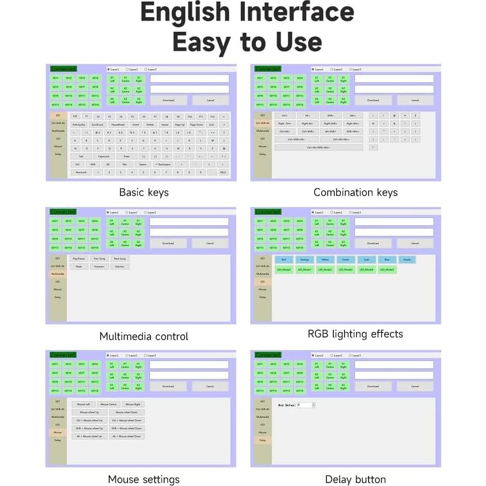 Teclado Gaming Macro Programable Hangzhou 6 Teclas RGB Verde