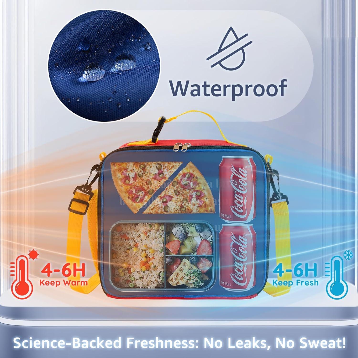 Bolsa de Almuerzo Aislada ZBJZJM Tricolor para Niños 24x24x10cm