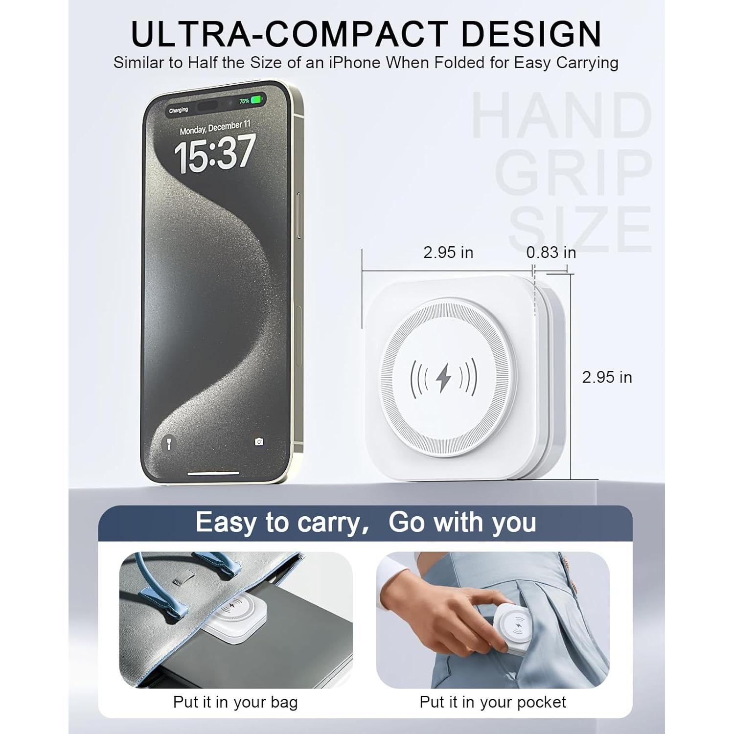 Cargador Inalámbrico Magnético 5 en 1 Quzudn para iPhone 12-16