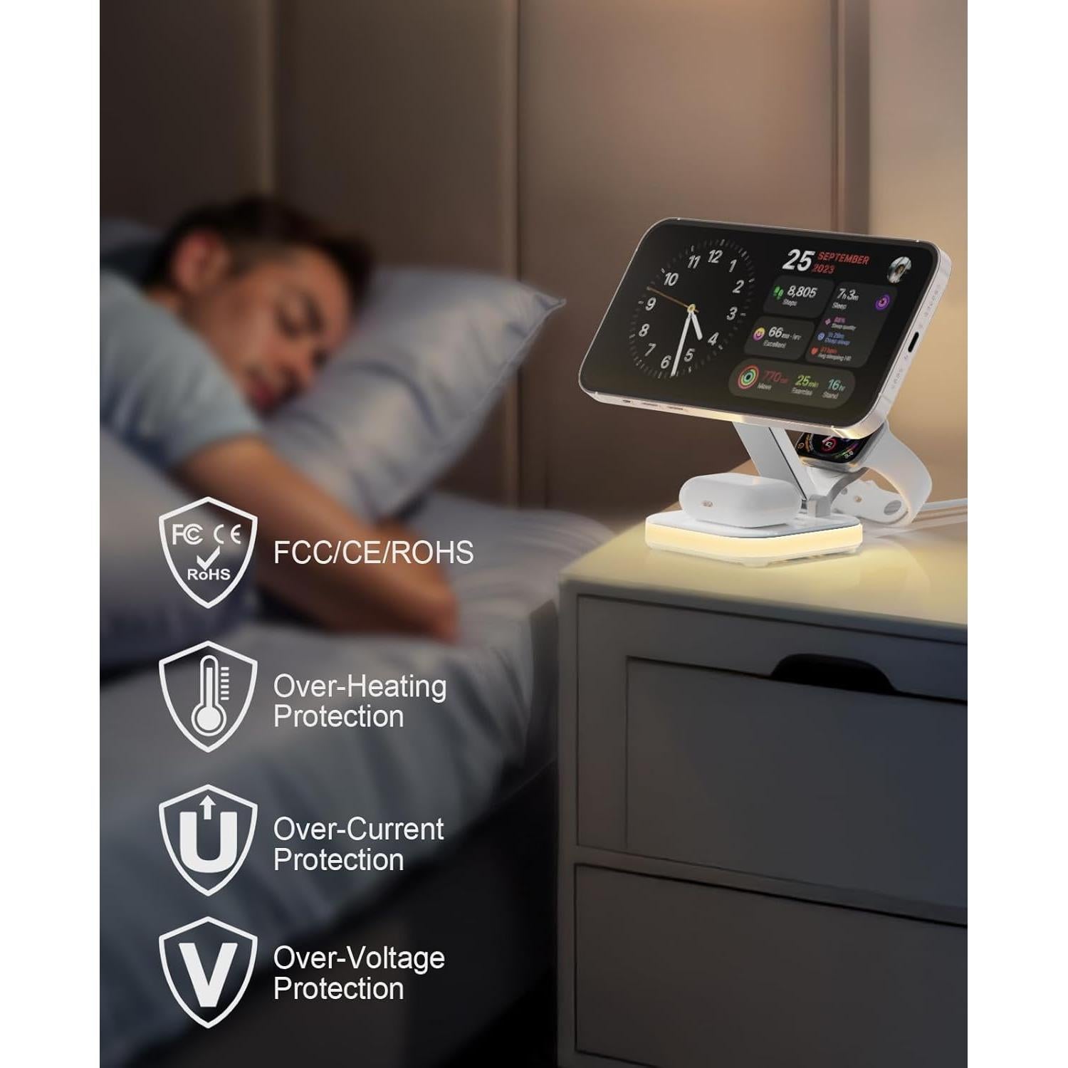 Cargador Inalámbrico Magnético 5 en 1 Quzudn para iPhone 12-16