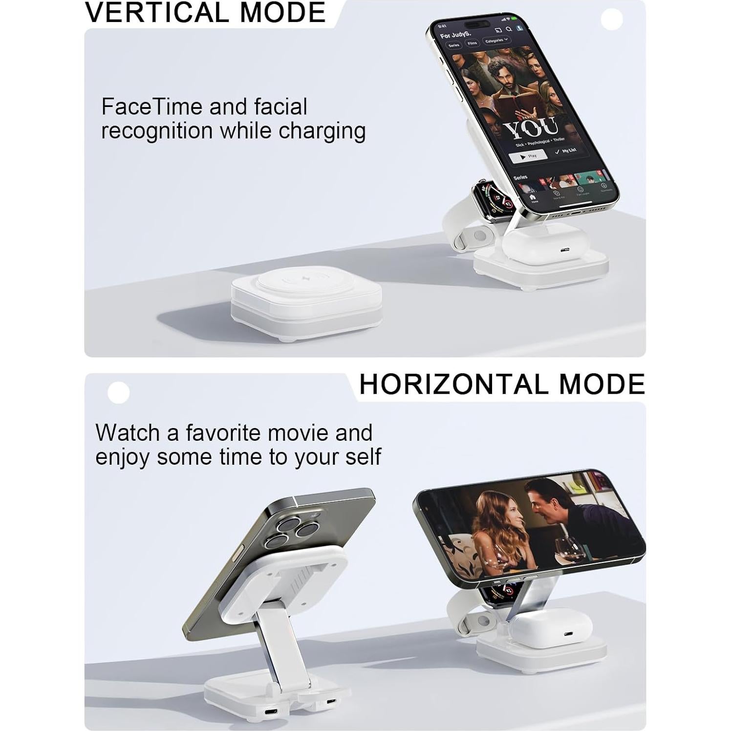 Cargador Inalámbrico Magnético 5 en 1 Quzudn para iPhone 12-16