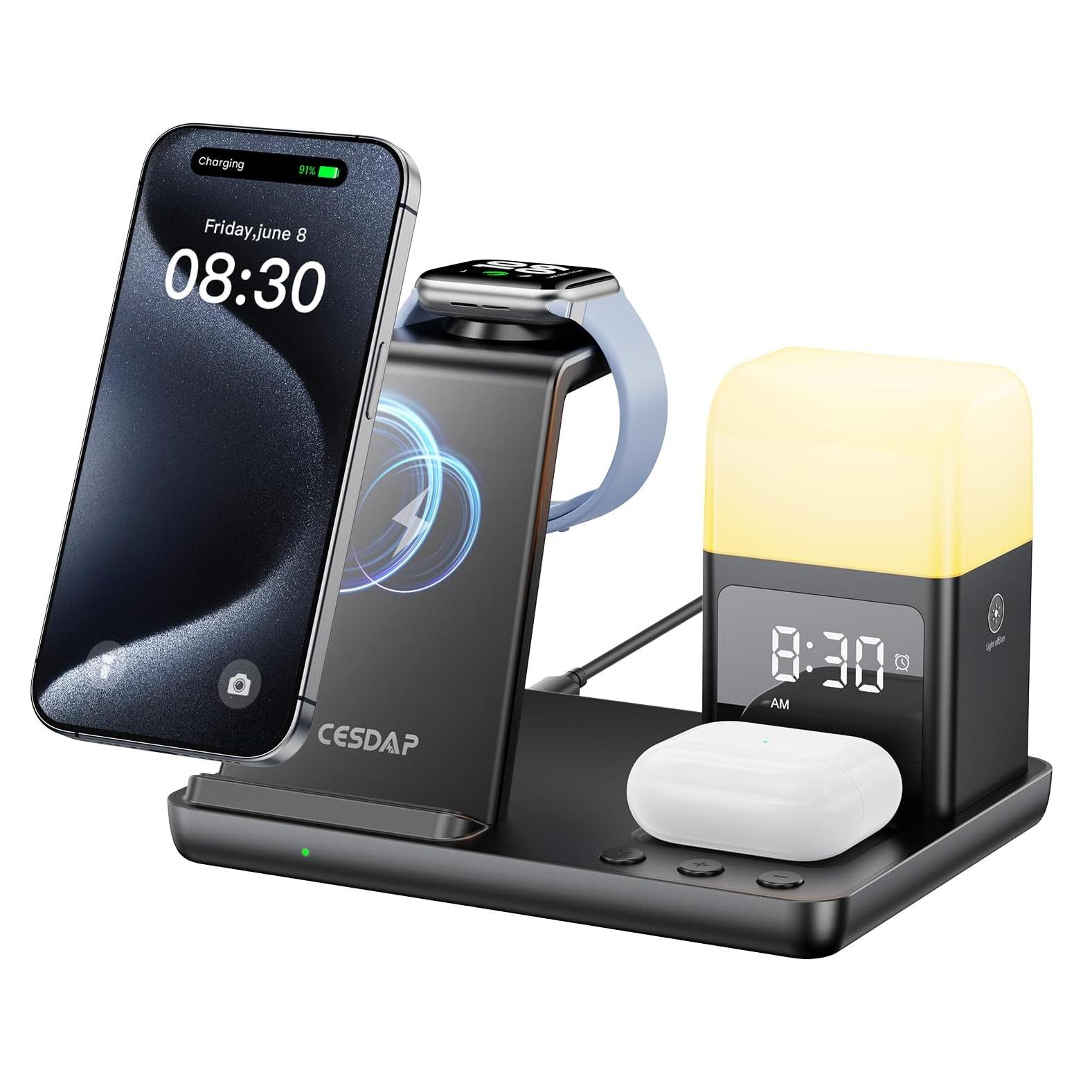 Estación de Carga Inalámbrica 6 en 1 CESDAP para iPhone y Apple Watch