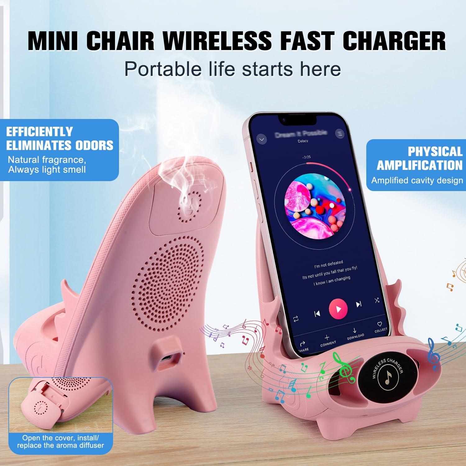 Cargador Inalámbrico Rápido Rednow Mini Silla Rosa 3 en 1