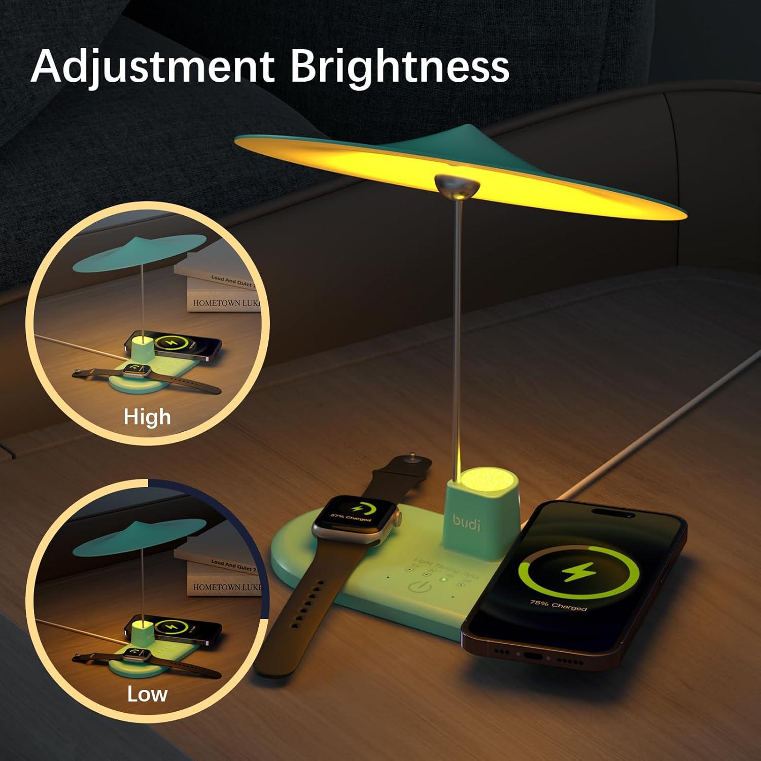 Lámpara de Mesa BUDI WL-4800W Táctil con Cargador Inalámbrico 20W