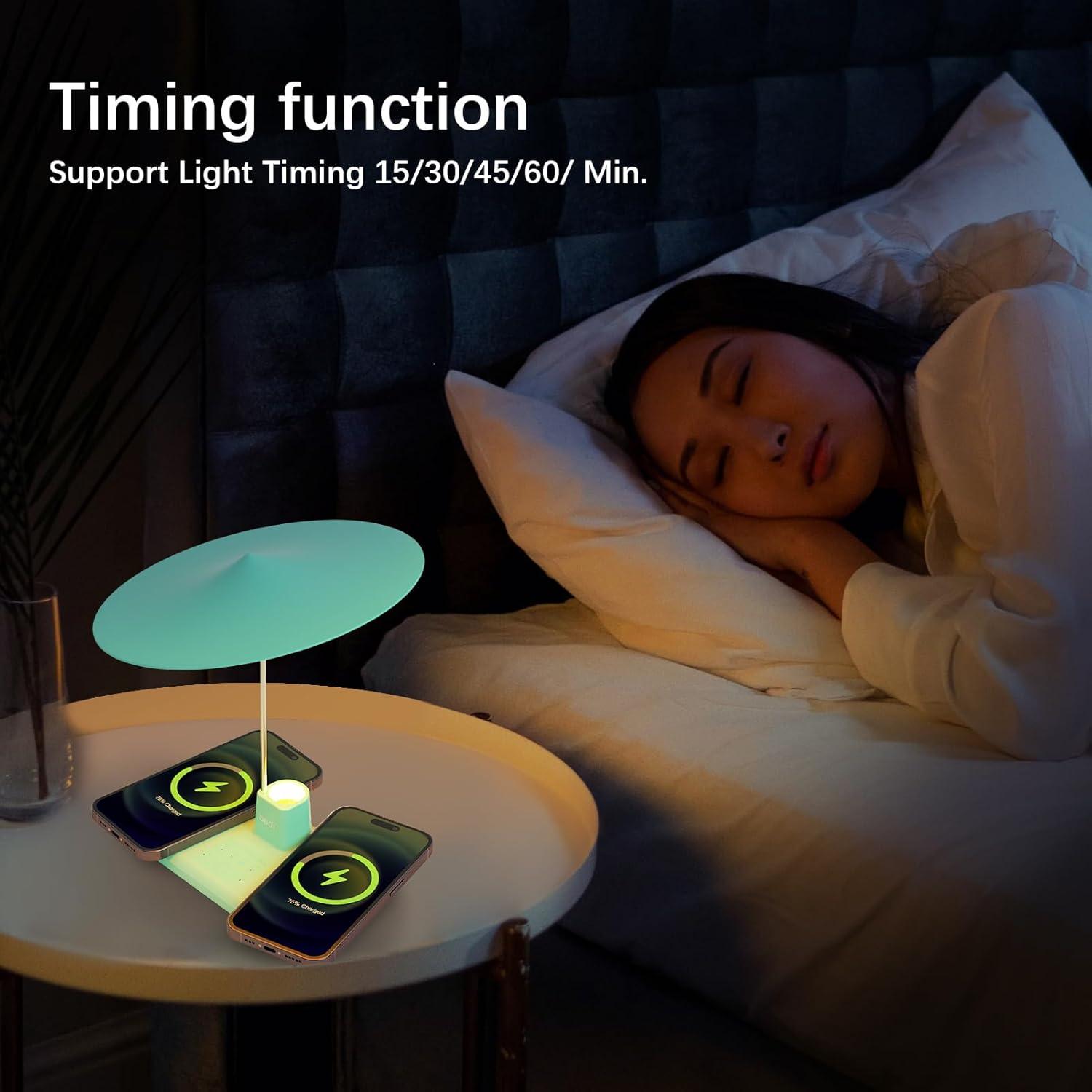 Lámpara de Mesa BUDI WL-4800W Táctil con Cargador Inalámbrico 20W