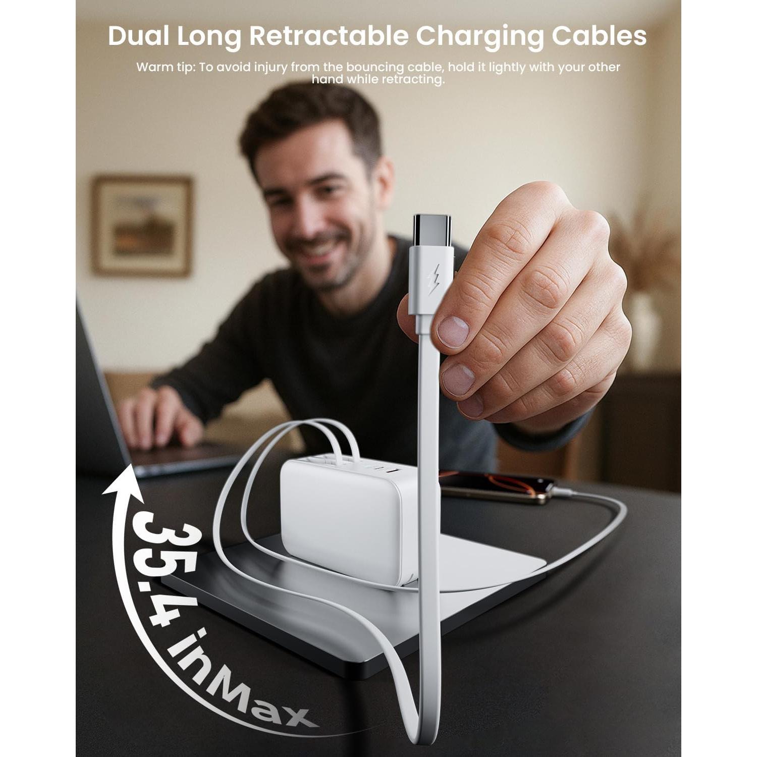 Cargador de pared retráctil DreamBee 40W 4-en-1 con cables