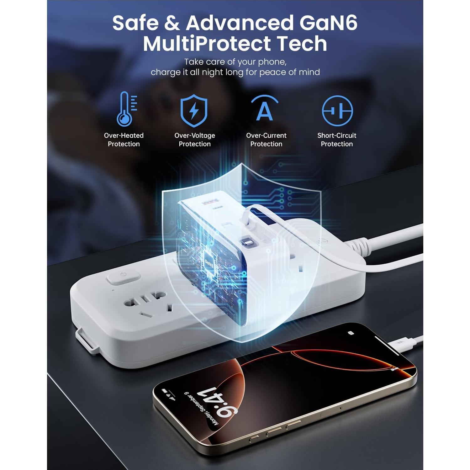 Cargador de pared retráctil DreamBee 40W 4-en-1 con cables