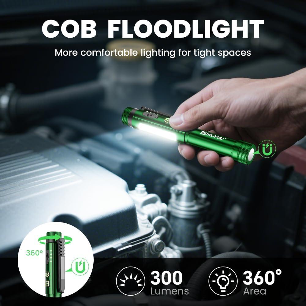 Linterna EDC Recargable Shilipai 600 Lúmenes IPX4 Verde Militar