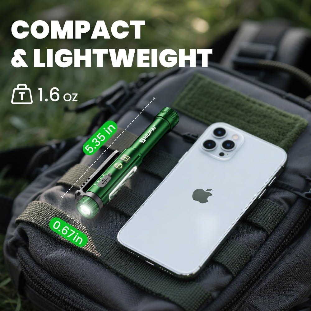 Linterna EDC Recargable Shilipai 600 Lúmenes IPX4 Verde Militar