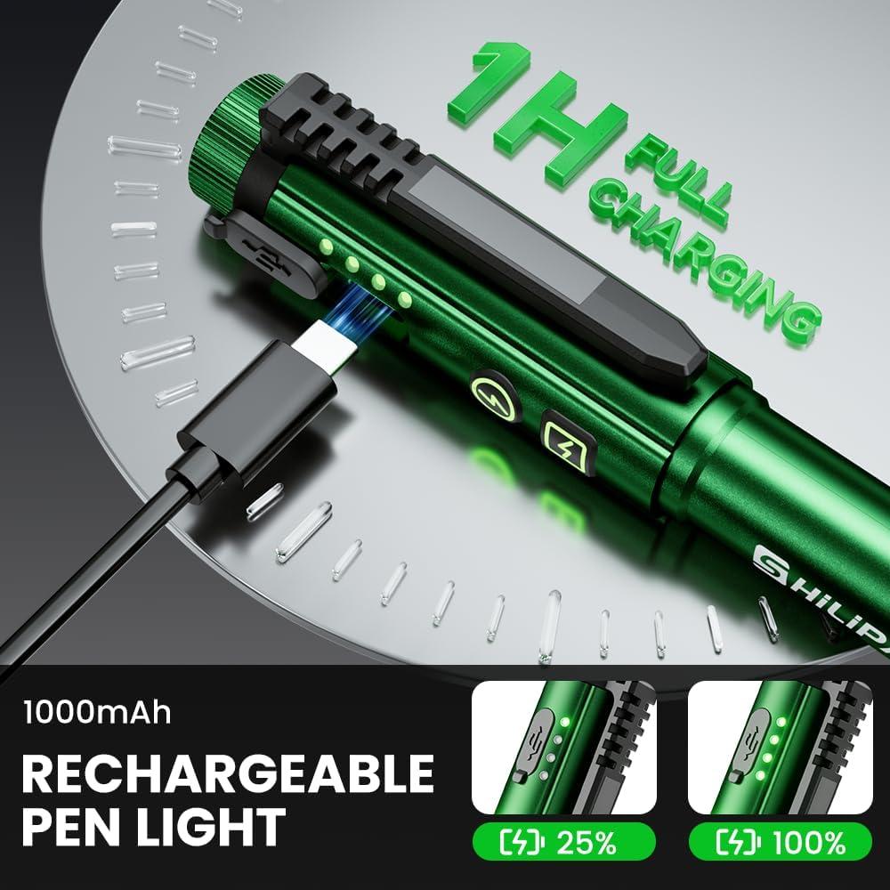 Linterna EDC Recargable Shilipai 600 Lúmenes IPX4 Verde Militar