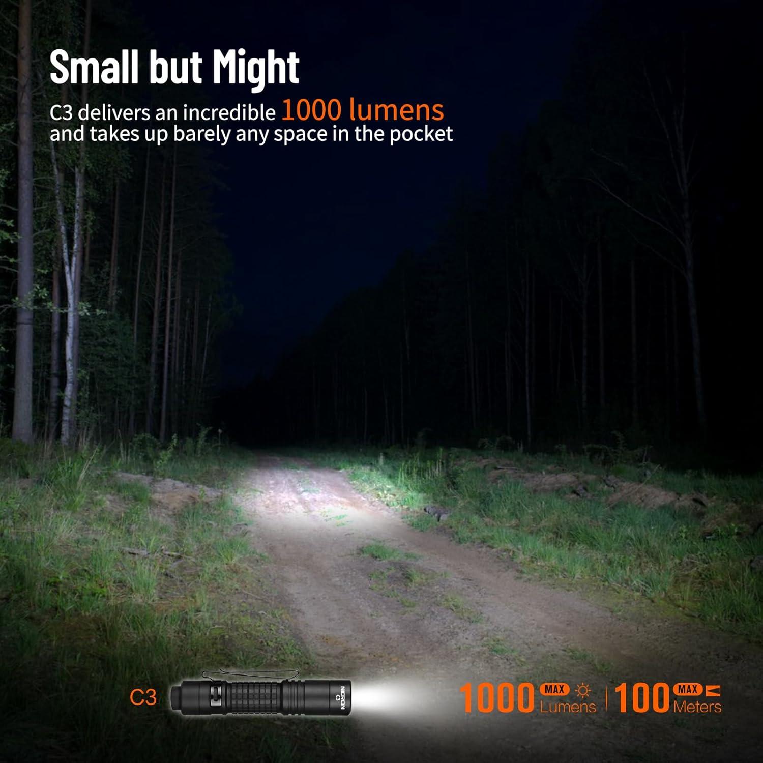 Linterna EDC NICRON C3 1000 Lúmenes Recargable Tipo-C