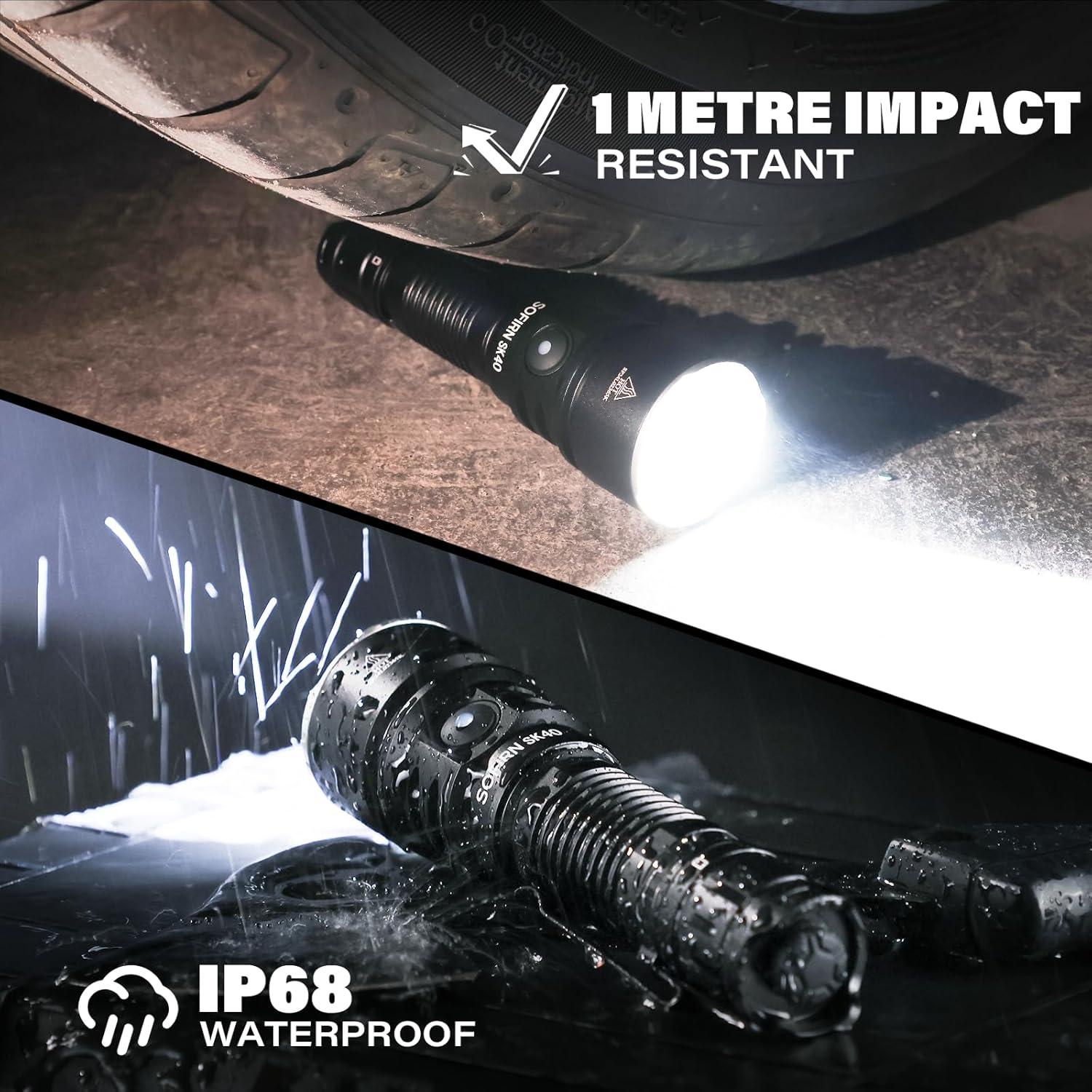 Linterna táctica Sofirn SK40 3200 lúmenes recargable 580m