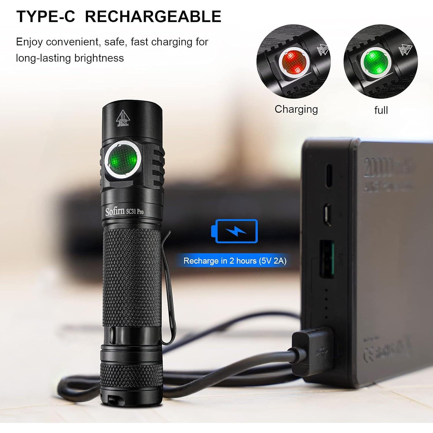 Linterna EDC Sofirn SC31 Pro 2000 lúmenes recargable USB-C