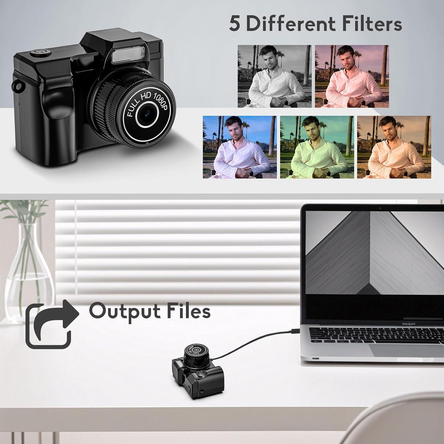 Cámara Mini Digital Ruwaqart FHD 1080P Compacta con 16GB