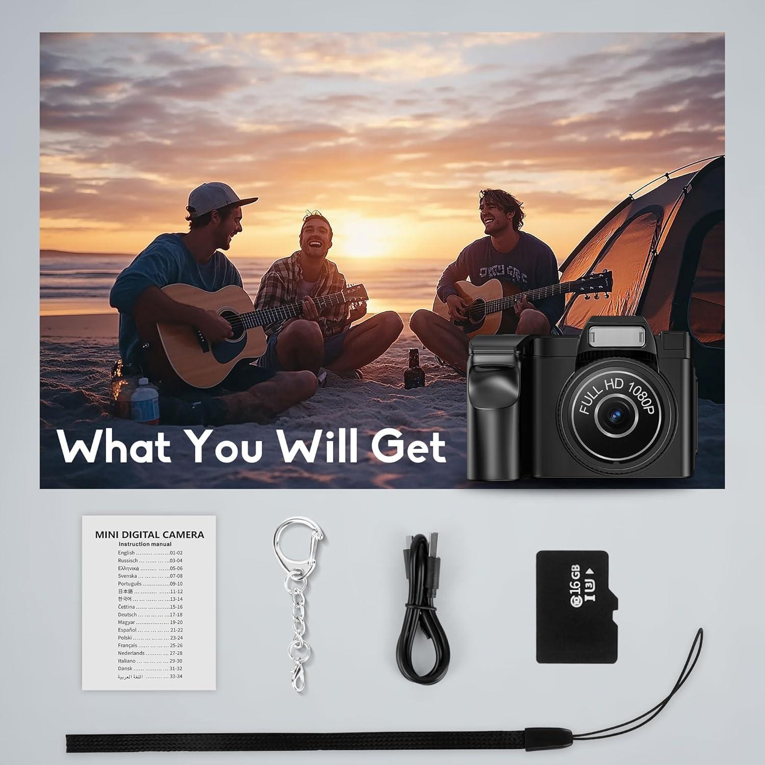 Cámara Mini Digital Ruwaqart FHD 1080P Compacta con 16GB