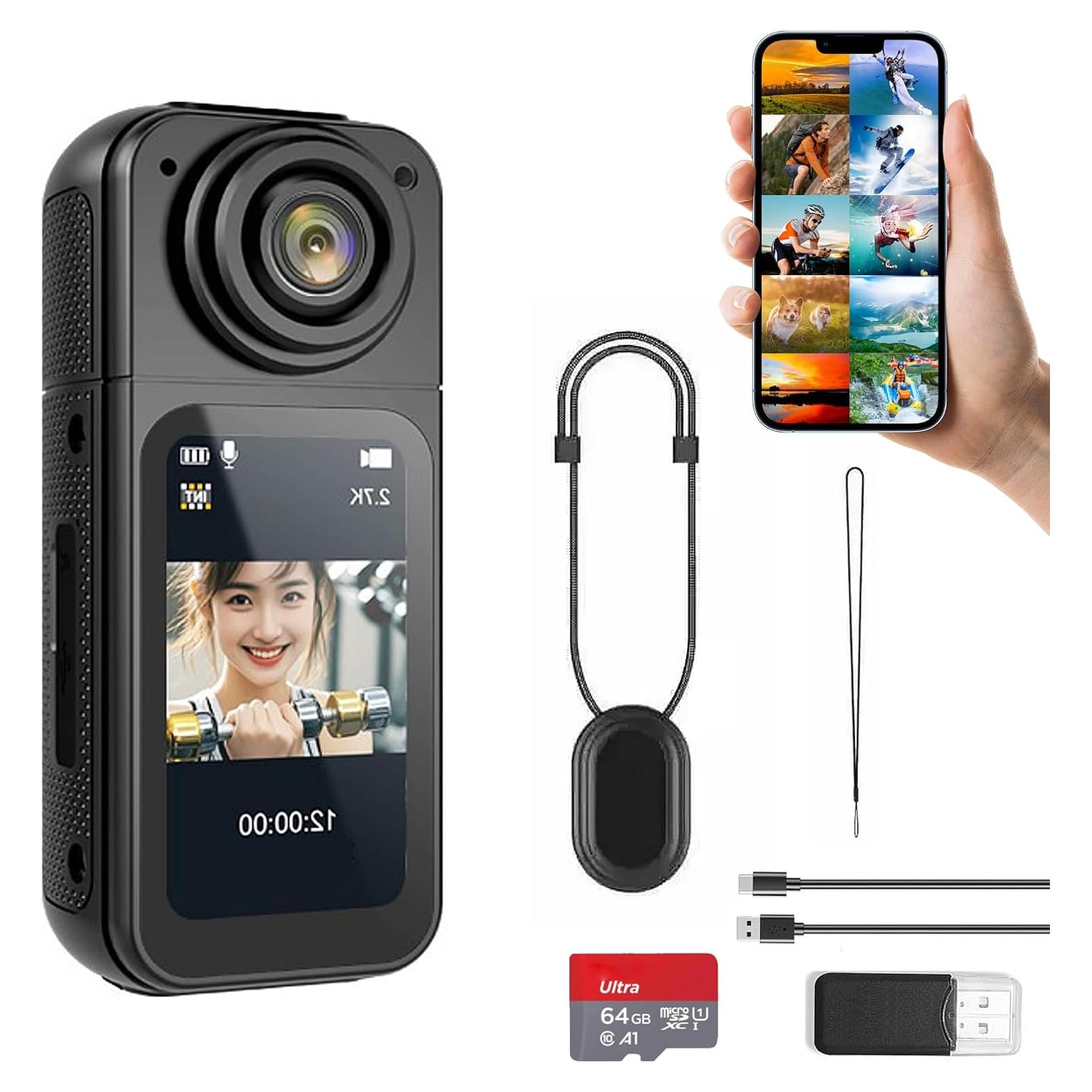 Cámara de acción CQH S70 2.7K portátil 64GB negra