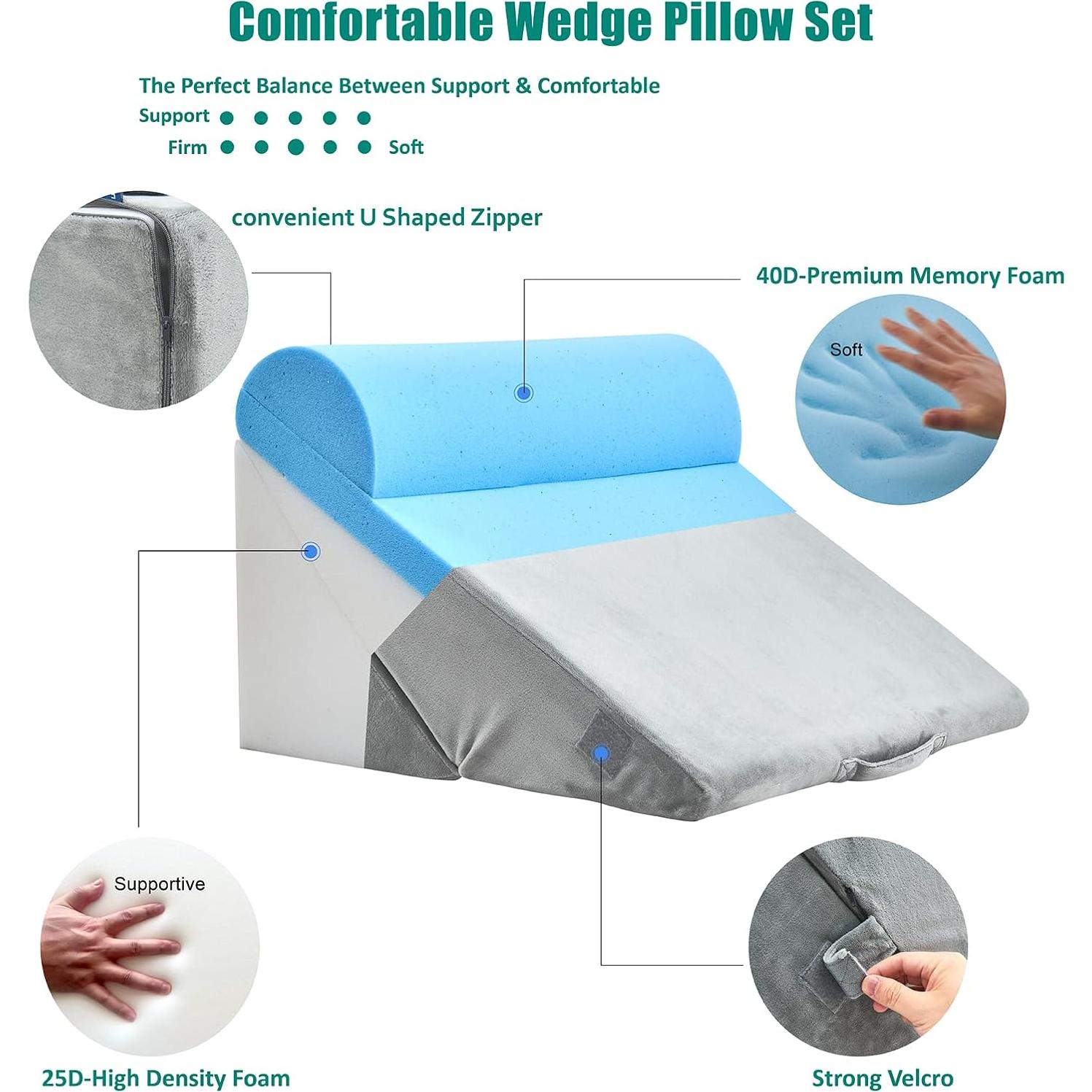 Juego de Almohadas en Cuña Eastoptex - Espuma Viscoelástica Ajustable