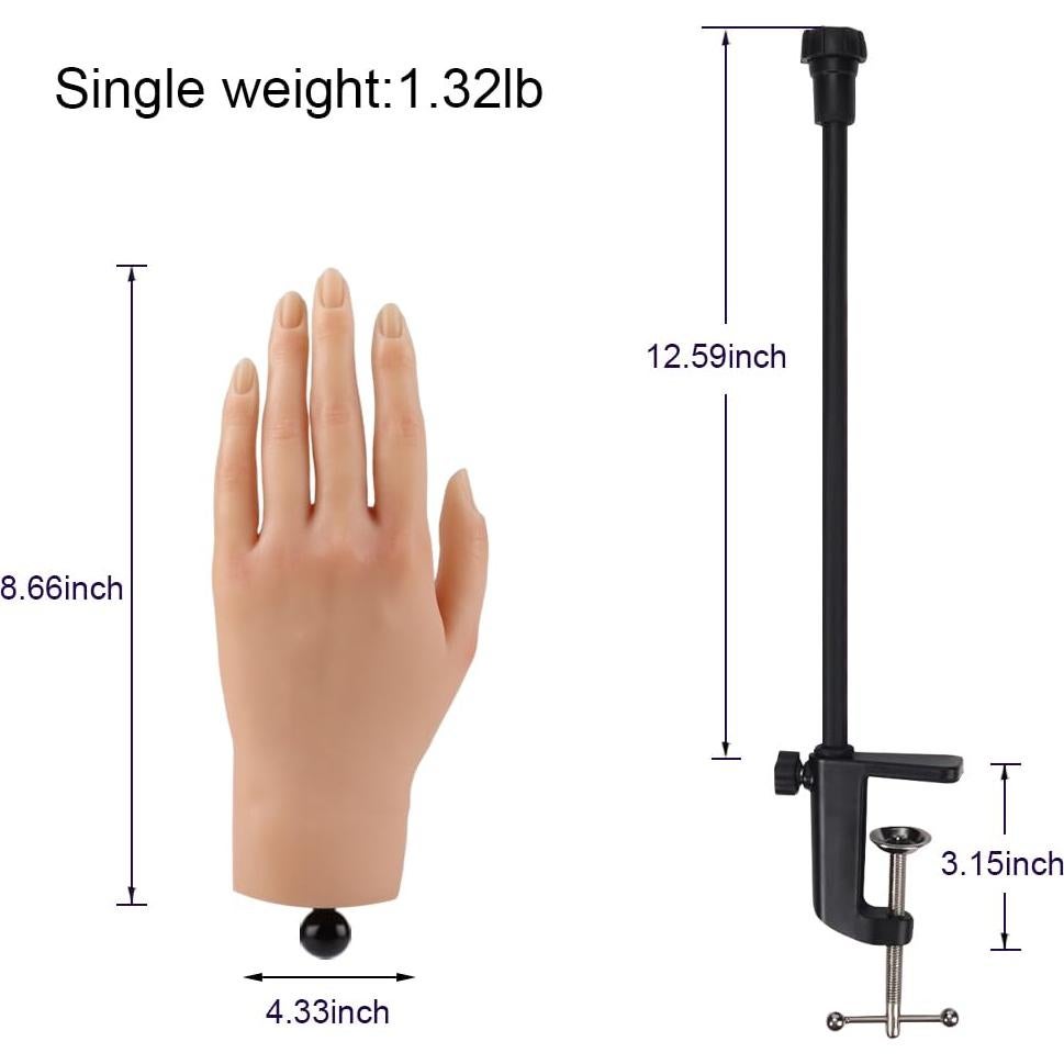 Mano de Práctica para Uñas Acrílicas KnowU - Silicona Suave