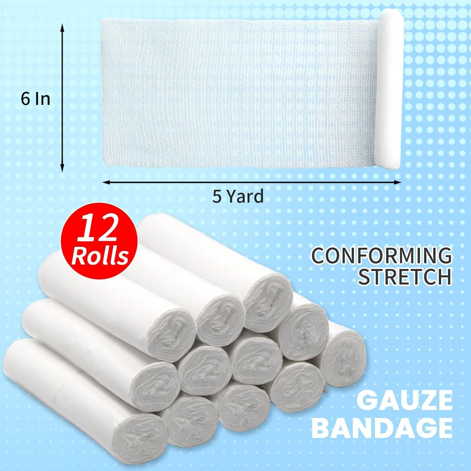 Paquete de 12 Rollos de Gasa Adhesiva Tewloss 15 cm x 4.57 m