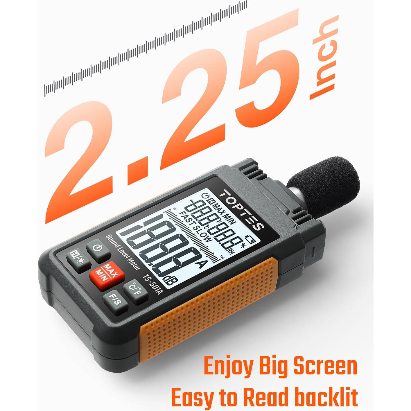 Medidor de Decibelios TS-501A TOPTES con Pantalla LCD 2.25"