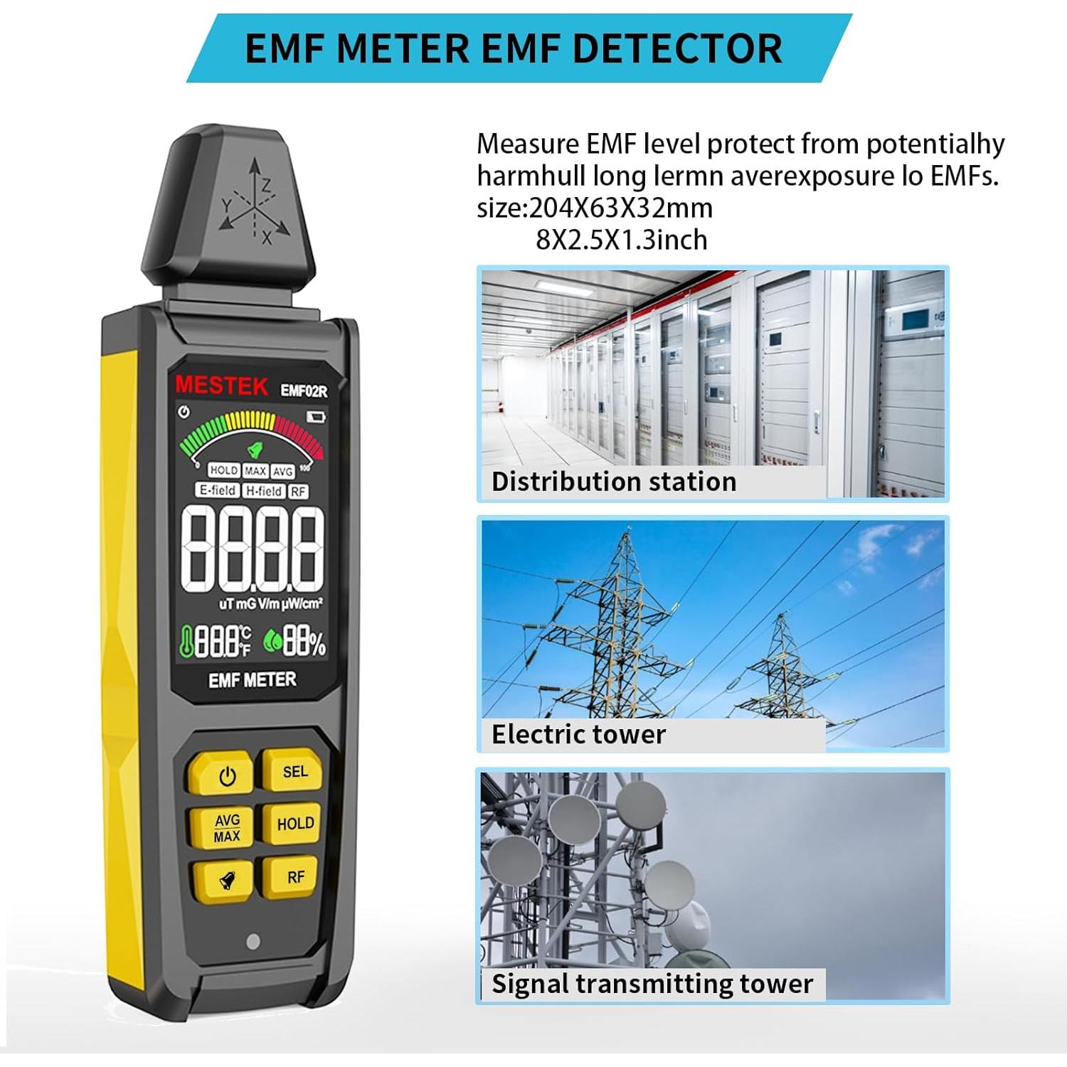 Medidor de Radiación EMF MESTEK 5 en 1 Recargable