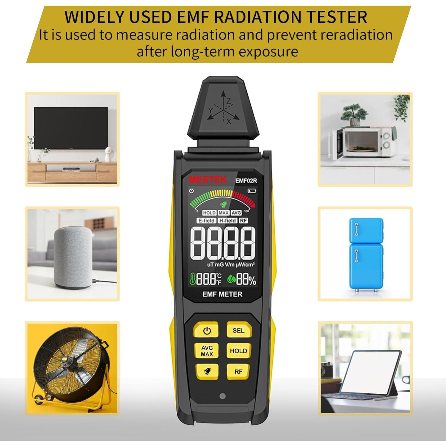 Medidor de Radiación EMF MESTEK 5 en 1 Recargable
