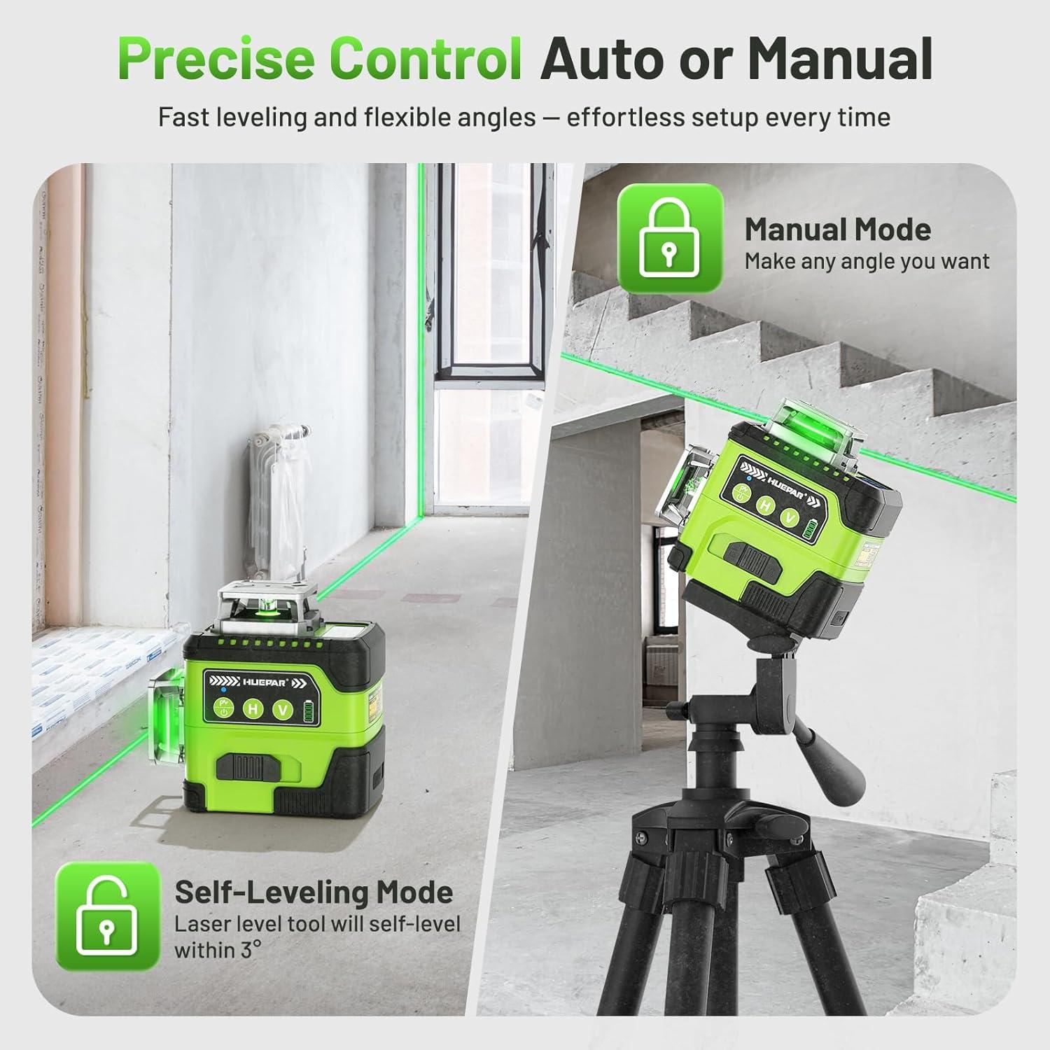 Nivel Láser 360 Huepar Y03CG Autonivelante con Pantalla LCD