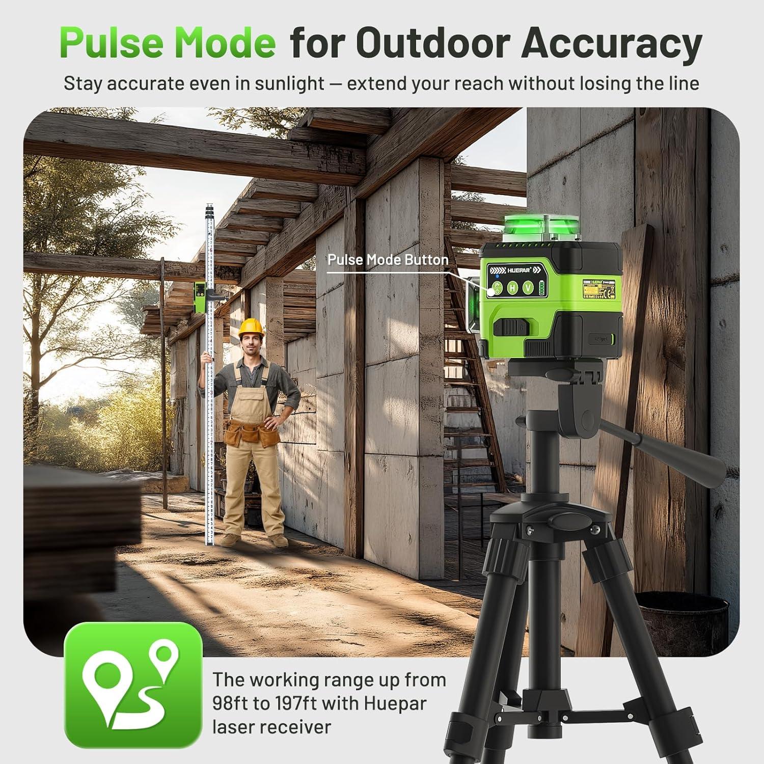 Nivel Láser 360 Huepar Y03CG Autonivelante con Pantalla LCD