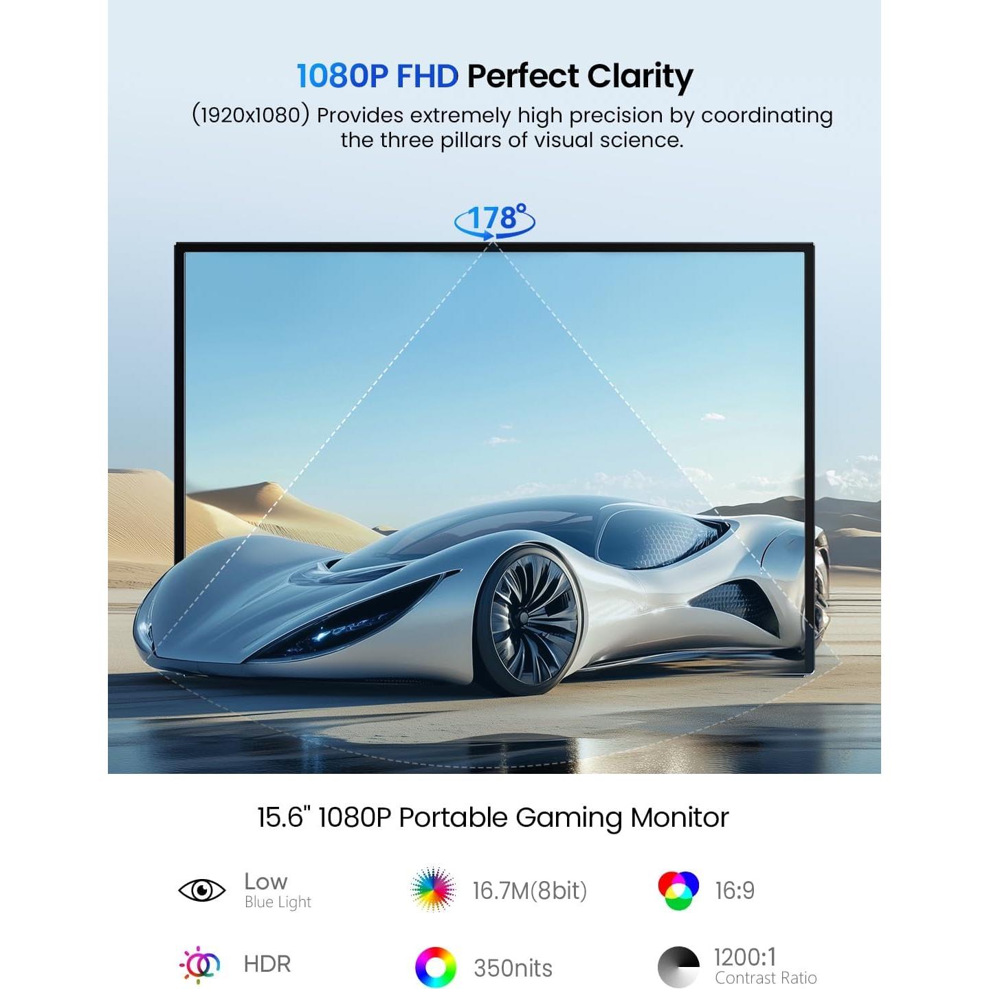 Monitor Portátil UPERFECT 15.6" FHD 1080P 125% sRGB Plug & Play