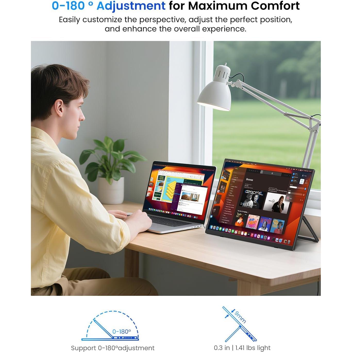 Monitor Portátil UPERFECT 15.6" FHD 1080P 125% sRGB Plug & Play