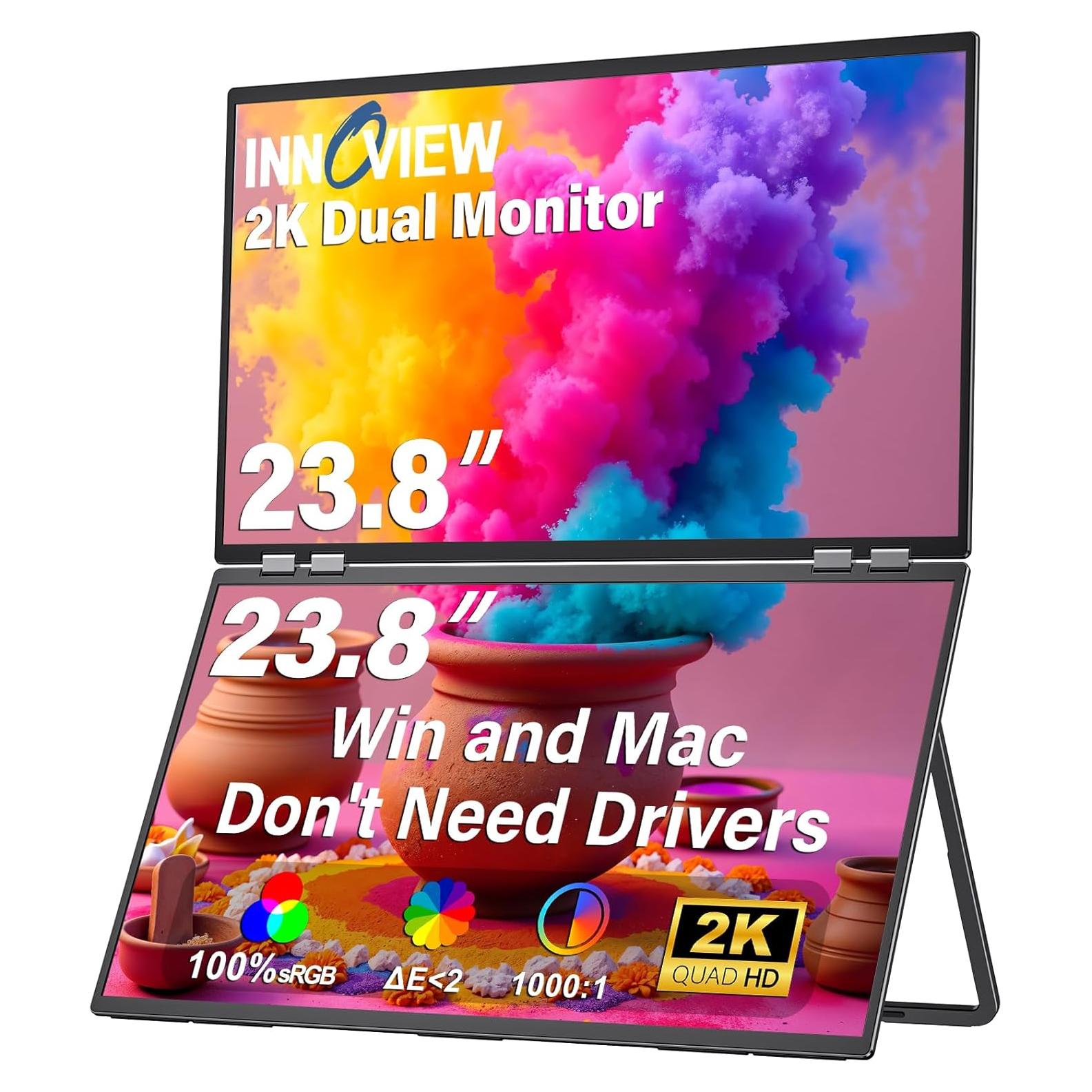 Monitor Doble Plegable InnoView 23.8" 2K QHD 100% sRGB