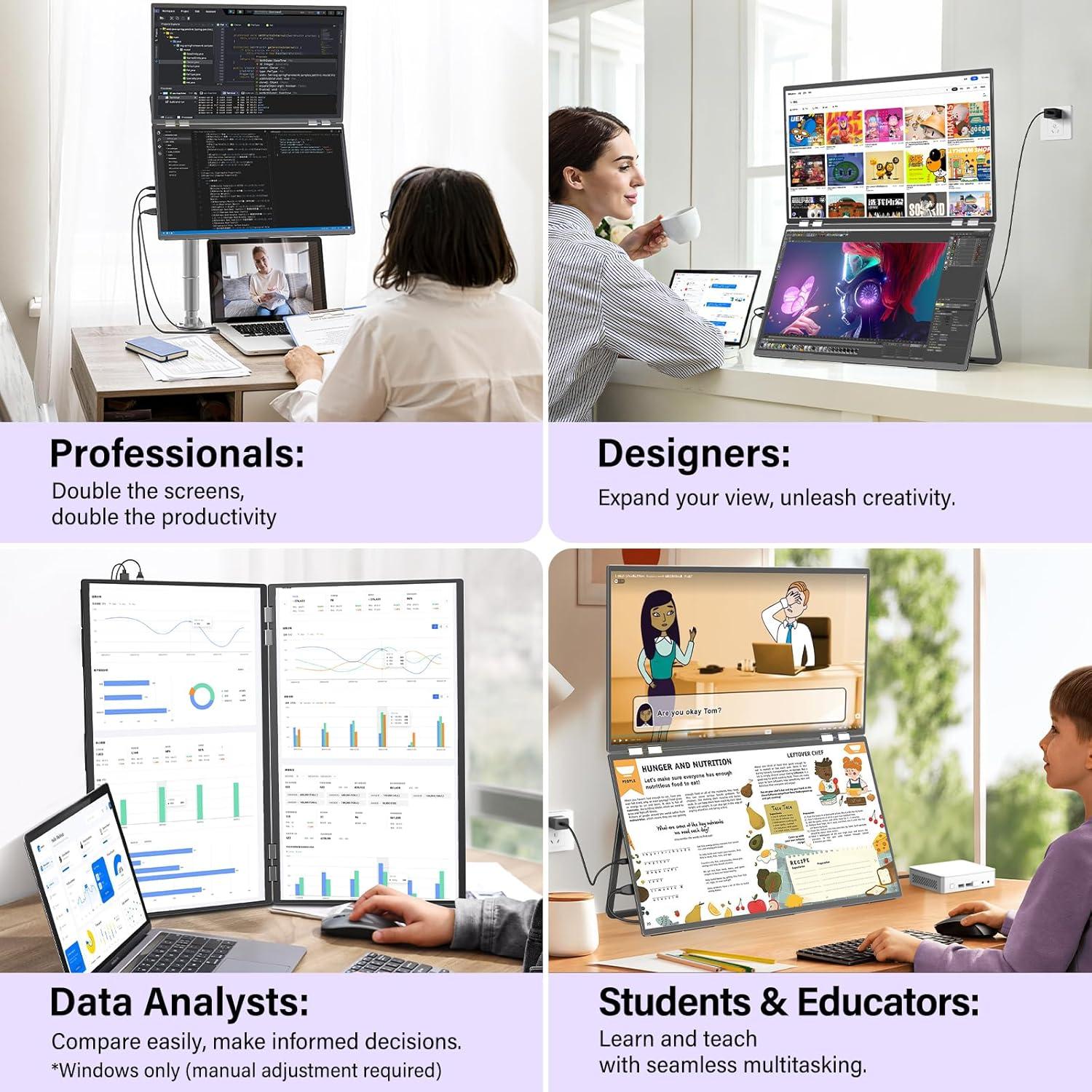 Monitor Doble Plegable InnoView 23.8" 2K QHD 100% sRGB