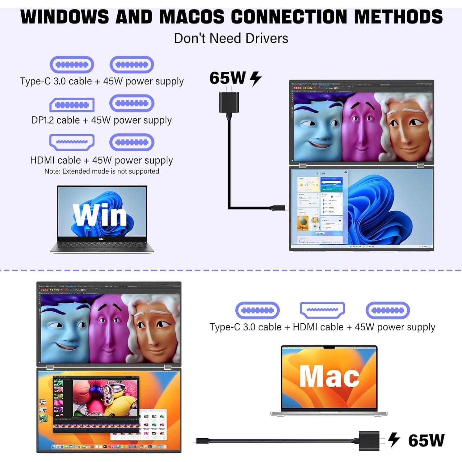Monitor Doble Plegable InnoView 23.8" 2K QHD 100% sRGB
